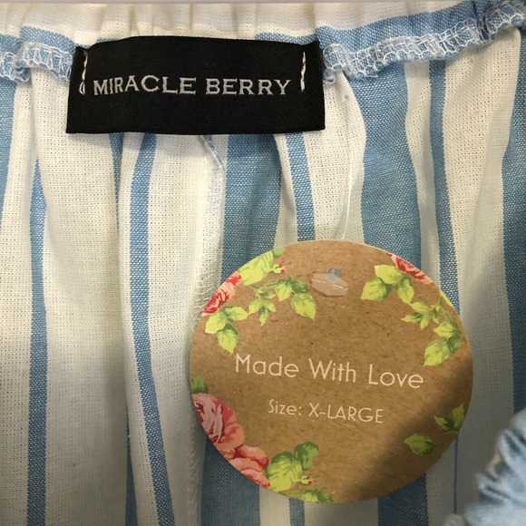 MIRACLE BERRY Blue & White Striped Dress - Picture 4 of 7